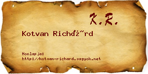 Kotvan Richárd névjegykártya