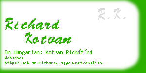 richard kotvan business card